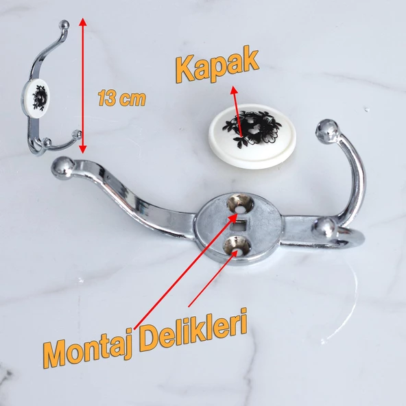 Portmanto Askı Dolap Askılık Askılığı Banyo Mutfak Askısı Duvar Kapı Elbise Kıyafet Vestiyer Krom - 4