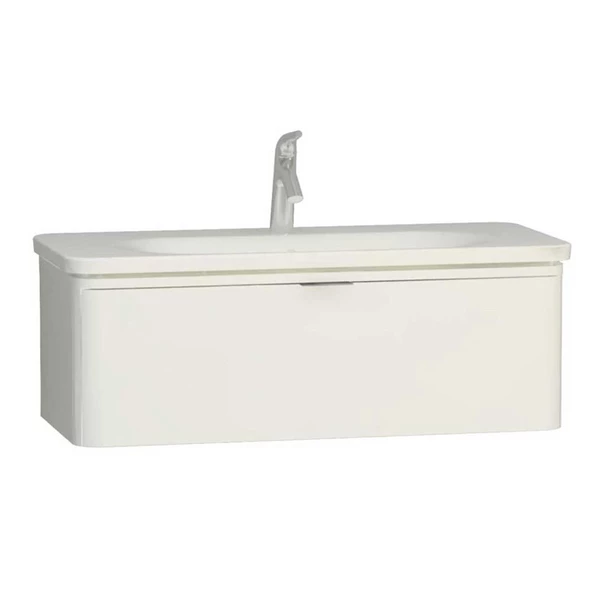 56439 Vitra Nest Trendy Tek Çekmeceli Lavabo Dolabı, 100 cm, Parlak Beyaz (Lavabo Dahil) ürün görseli