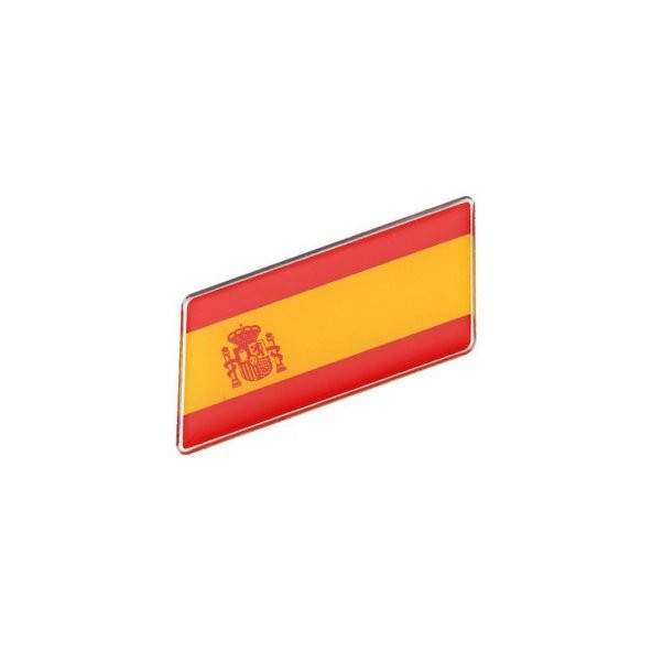 İspanya Bayrağı Tasarımlı Damlalı Alüminyum Sticker Etiket