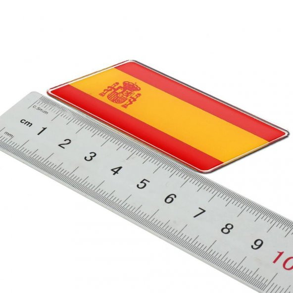 İspanya Bayrağı Tasarımlı Damlalı Alüminyum Sticker Etiket - 4