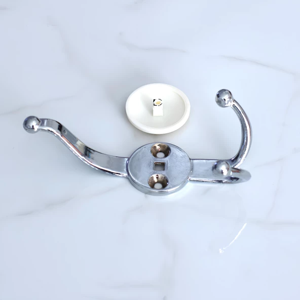 Portmanto Askı Dolap Askılık Askılığı Banyo Mutfak Askısı Duvar Kapı Elbise Kıyafet Vestiyer Krom - 2