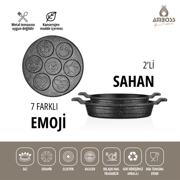 3 Parça Sunday Emoji Pankek Tava Sahan Set - 2