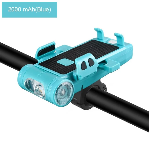Monozone 5in1 Bisiklet Feneri Şarjlı Telefon Tutucu+Korna +Sis Farı 3500Mah PowerBank Scooter Lambası - 2