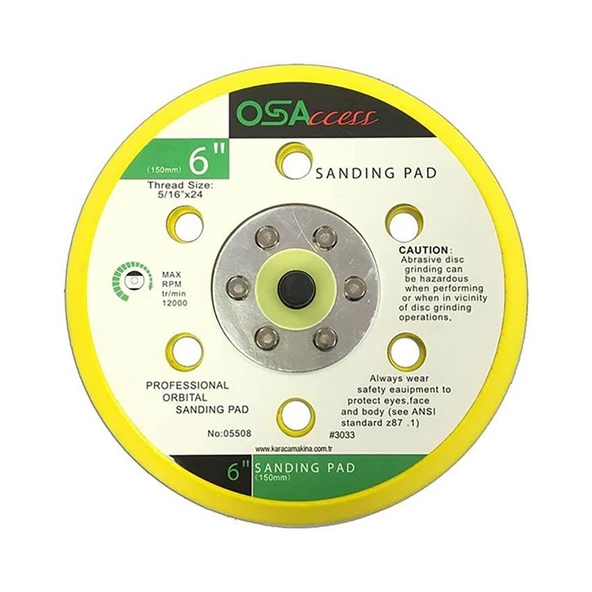 Osaka Polisaj Tabanı OSA-C150 150 MM Cırtlı 6 Delikli Taban