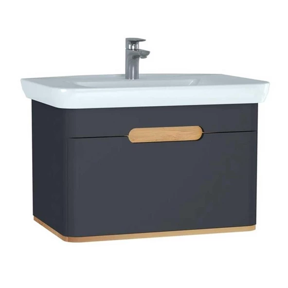 60819 Vitra Sento Tek Çekmeceli Lavabo Dolabı, Ayaksız, 80 Cm, Mat Antrasit ürün görseli