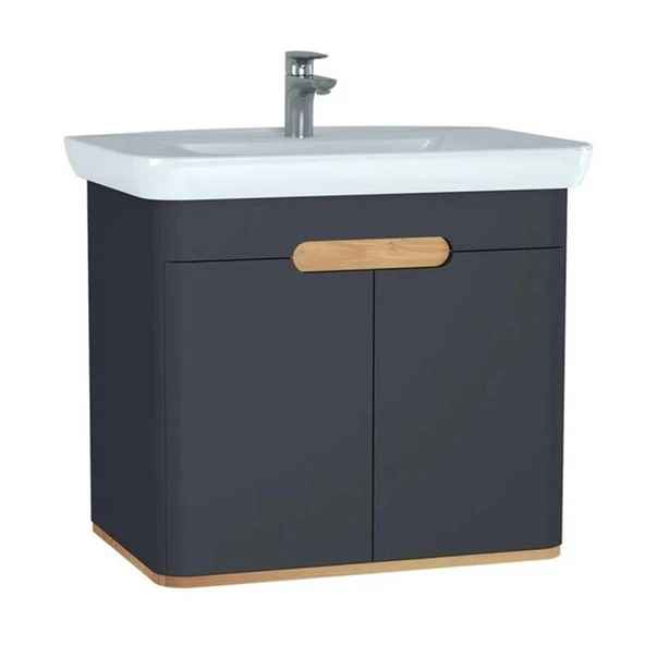 60809 Vitra Sento Kapaklı Lavabo Dolabı, Ayaksız, 80 Cm, Mat Antrasit