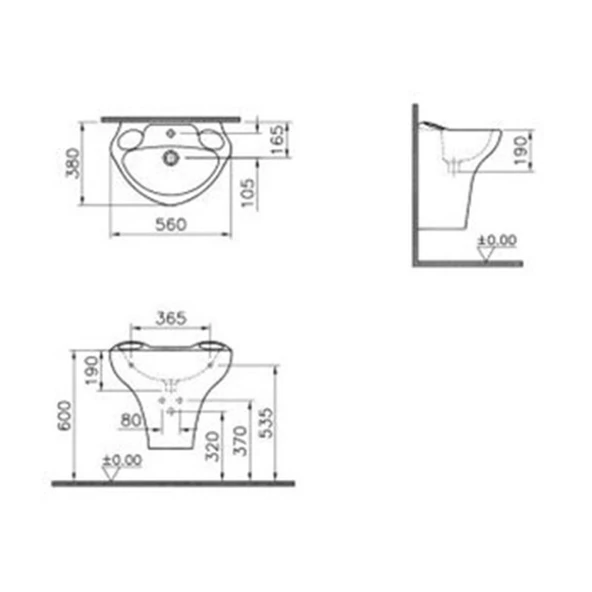 6037B003-0001 Vitra Arkitekt Kurbağa Lavabo - 2