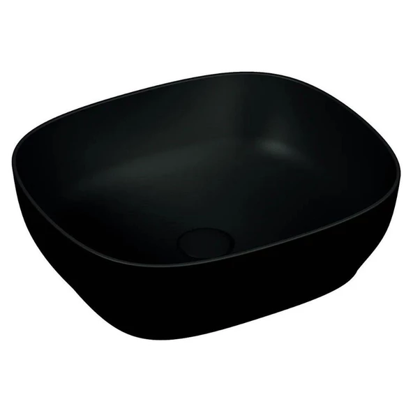 5994B483-0016 Vitra Outline Kare Çanak Lavabo, 48 cm, Mat Siyah