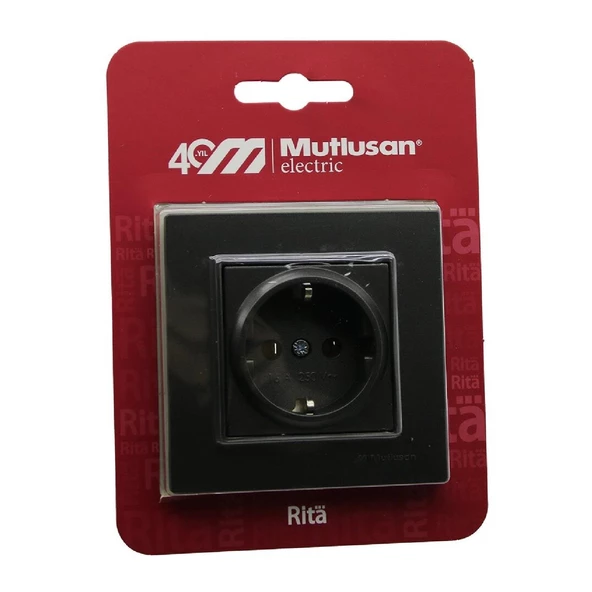 Mutlusan Rita Priz Topraklı Füme Blisterli - 2220 600 0295B - 7078