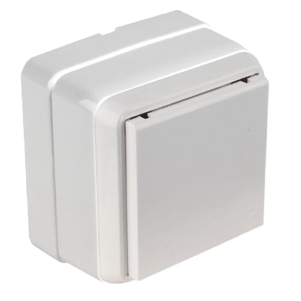 Mutlusan Bron Sıva Üstü Kapaklı Topraklı Porselen Beyaz Priz 6600