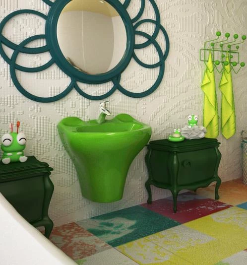 6037B032-0001 Vitra Arkitekt Kurbağa Lavabo, Yeşil ürün görseli 1