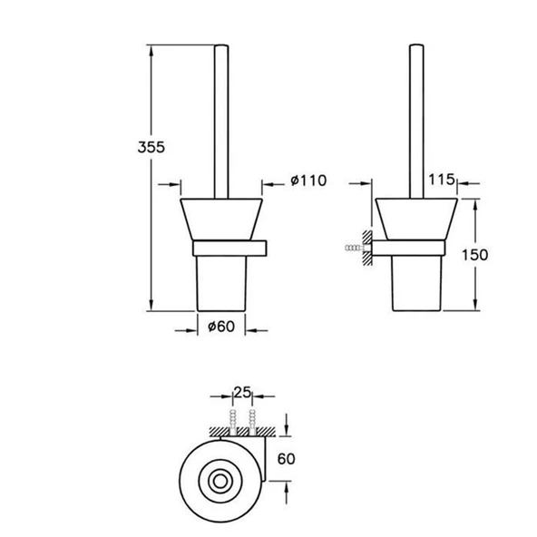 A44437 Artema Diagon Tuvalet Fırçalığı, Krom - 2