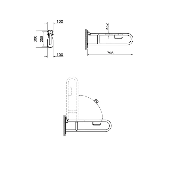 A44468 Vitra Arkitekta Katlanabilir Tutunma Barı, 80 cm - Resim 2