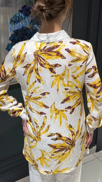 Bağlama ve Broş Detaylı Ayrobin Tunik 108-Sarı - 3