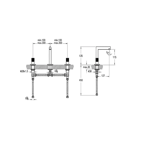 Vitra Origin Ankastre Lavabo Bataryası (3 Delikli Lavabolar İçin) A42583 - 2