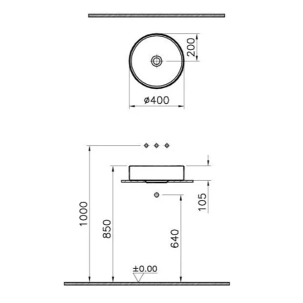 M58000005000 Vitra Memoria Çanak Lavabo, 40 cm - 3