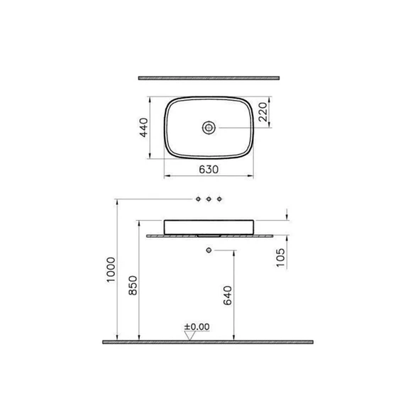 M58000003000 Vitra Memoria Çanak Lavabo, 63 cm - 3