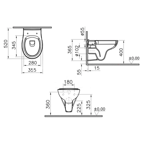 7644L003-0850 Vitra S20 Round SmoothFlush Asma Klozet, 52 cm - 2