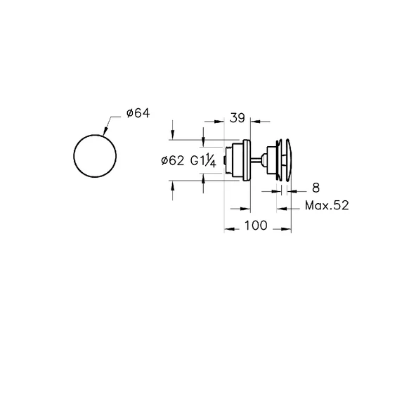 A4514834 Vitra Origin Lavabo Yuvarlak Süzgeci (Universal-Sabit), Fırçalı Nikel - 2