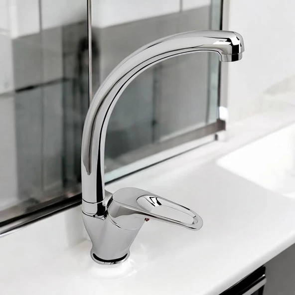 Banyo Lavabo Sıcak Soğuk Çift Su Girişli El Yıkama Musluğu Kuğu Çeşmesi Bataryası 27 cm