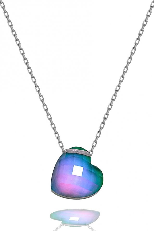 Kalp Model His Taşı Isıya Göre Renk Değiştiren Gümüş Kolye ürün görseli