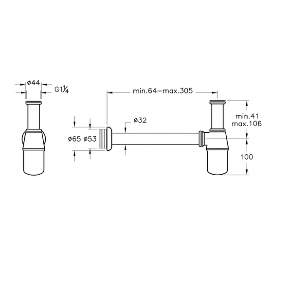 A45122 Artema Lavabo / Eviye Sifonu Alt Grubu (T Tipi) - Resim 2