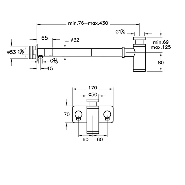 A4515934 Vitra Origin Lavabo Sifonu, Simetrik Rozet, Fırçalı Nikel - 2