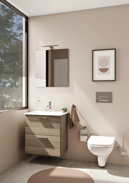 75103 Vitra Mia Demonte Set, 60 cm, Çekmeceli, (Lavabo Dolabı, Aydınlatmalı Ayna), Cordoba