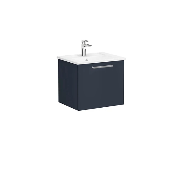 68204 Vitra Root Flat Tek Çekmeceli Lavabo Dolabı, 60 cm, Mat Lacivert (Köşeli Lavabo Dahil)