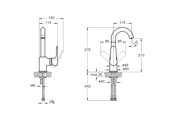 A42754 Artema Root Round Döner Borulu Lavabo Bataryası - 2
