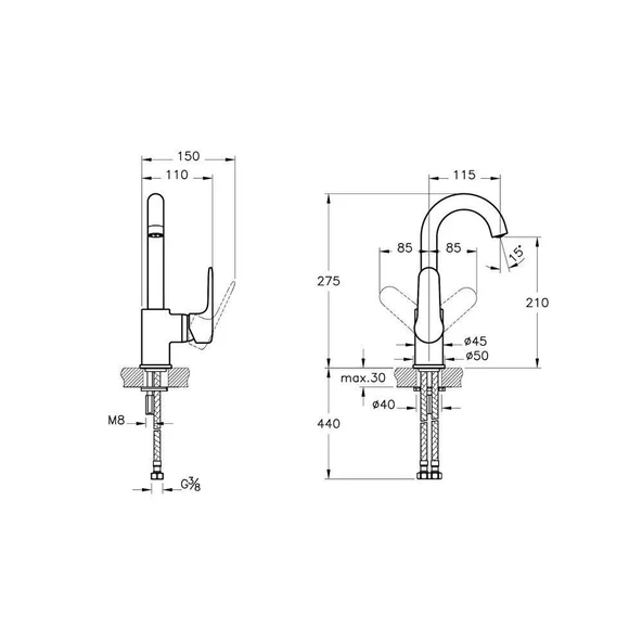 A4275436 Artema Root Round Döner Borulu Lavabo Bataryası, Mat Siyah - 2