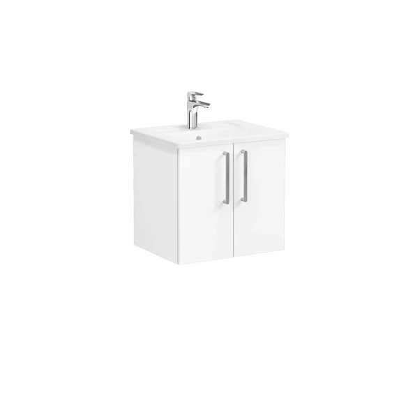 66354 Vitra Root Flat Kapaklı Lavabo Dolabı, 60 cm, Parlak Beyaz (Köşeli Lavabo Dahil) ürün görseli 1