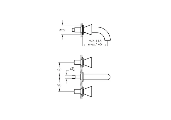 A4269039 VitrA Liquid Ankastre Kısa Lavabo Bataryası (Sıva Üstü Grubu), Parlak Siyah - 2