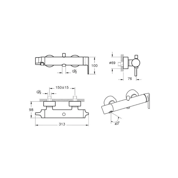 A42818 Vitra Suit Banyo Bataryası, Krom - 2