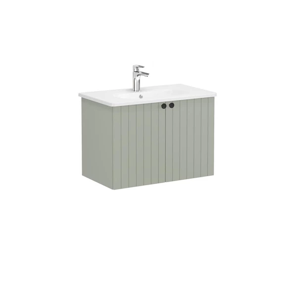 69295 Vitra Root Groove Kapaklı Lavabo Dolabı, 80 cm, Mat Retro Yeşil (Yuvarlak Lavabo Dahil)