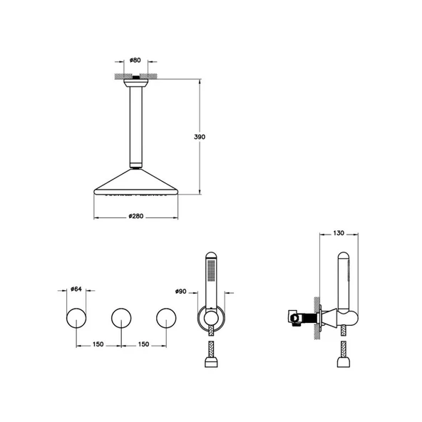 Vitra Liquid Ankastre Duş Seti (Sıva Üstü Grubu) A42777 - 3