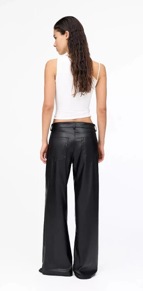 Pull & Bear Geniş paça suni deri pantolon - 2