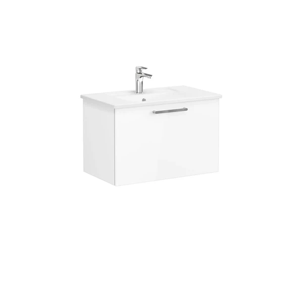 66426 Vitra Root Flat Tek Çekmeceli Lavabo Dolabı, 80 cm, Parlak Beyaz (Köşeli Lavabo Dahil) ürün görseli