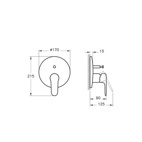 A4272736 Artema Root Round Ankastre Banyo Bataryası, Mat Siyah (Sıva Üstü Grubu) - 2