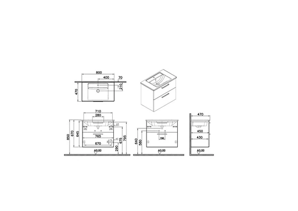 66306 Vitra Root Flat İki Çekmeceli Lavabo Dolabı, 80 cm, Parlak Beyaz (Köşeli Lavabo Dahil) - 2