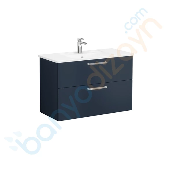 68309 Vitra Root Flat İki Çekmeceli Lavabo 68304 Dolabı, 100 cm, Mat Lacivert (Köşeli Lavabo Dahil)