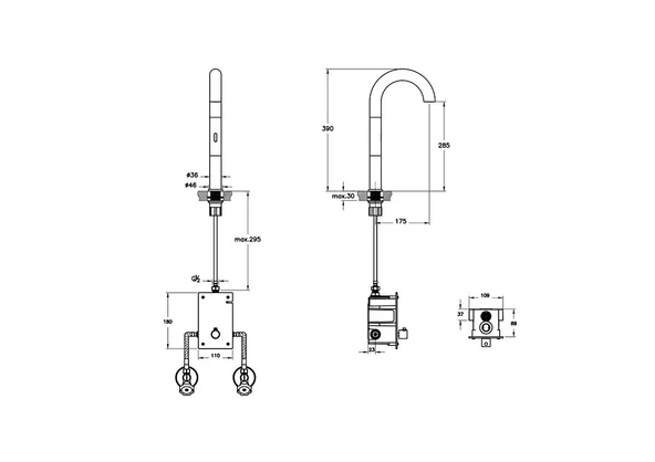 A42789 VitrA Liquid Fotoselli Tezgah Üstü Lavabo Bataryası (Çift Su girişli, Elektrikli) - 2