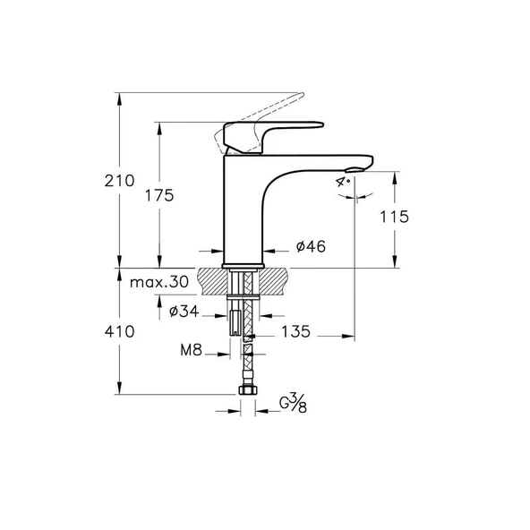 A4270634 Artema Root Round Lavabo Bataryası, Fırçalı Nikel - 2
