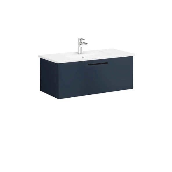 68244 Vitra Root Flat Tek Çekmeceli Lavabo Dolabı, 100 cm, Mat Lacivert (Köşeli Lavabo Dahil)