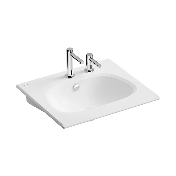 5707B403-1514 Vitra Frame Etajerli Lavabo, 60 cm, Beyaz (Entegre Temassız Sıvı Sabunluk Delikli)