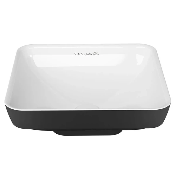 4441B497-1747 Vitra Water Jewels Kare Çanak Lavabo, 40 cm, Siyah-Beyaz
