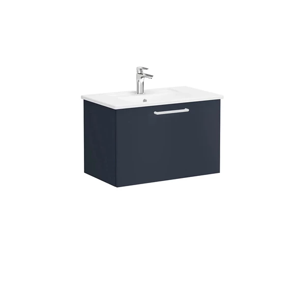 68222 Vitra Root Flat Tek Çekmeceli Lavabo Dolabı, 80 cm, Mat Lacivert (Köşeli Lavabo Dahil)