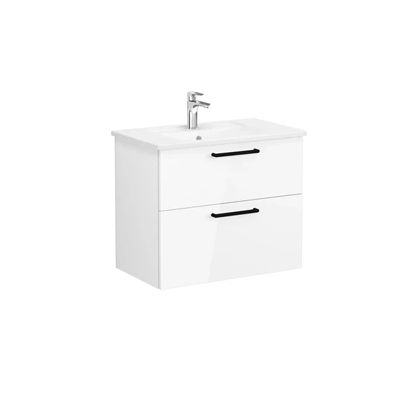 66306 Vitra Root Flat İki Çekmeceli Lavabo Dolabı, 80 cm, Parlak Beyaz (Köşeli Lavabo Dahil)