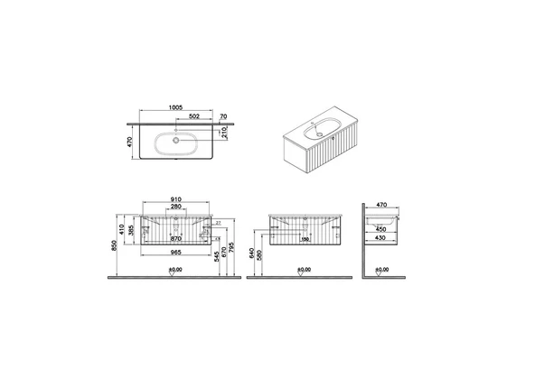 69394 Vitra Root Groove Tek Çekmeceli Lavabo Dolabı, 100 cm, Mat Beyaz (Yuvarlak Lavabo Dahil) - Resim 2