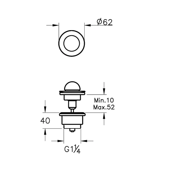 Vitra Liquid Lavabo Yuvarlak Süzgeci (Universal-Basmalı Aç-Kapa), Parlak Siyah A4517039 - 2